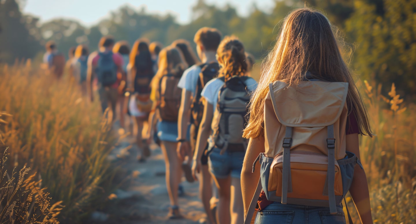 Kids at Summer Camp hiking