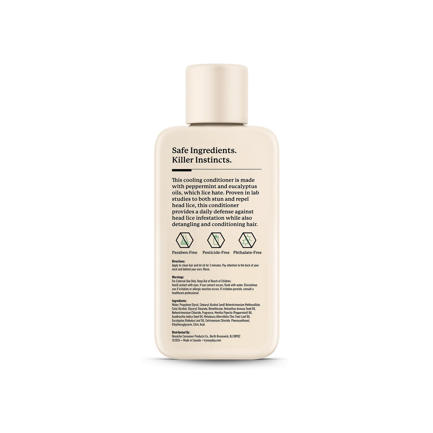 travel sized Lice Fighting Conditioner Back label