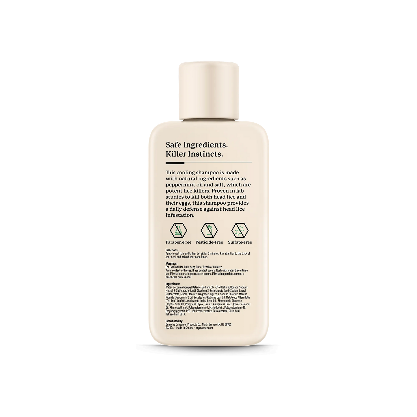 travel sized Lice Prevention Shampoo Back label