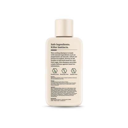 travel sized Lice Prevention Shampoo Back label