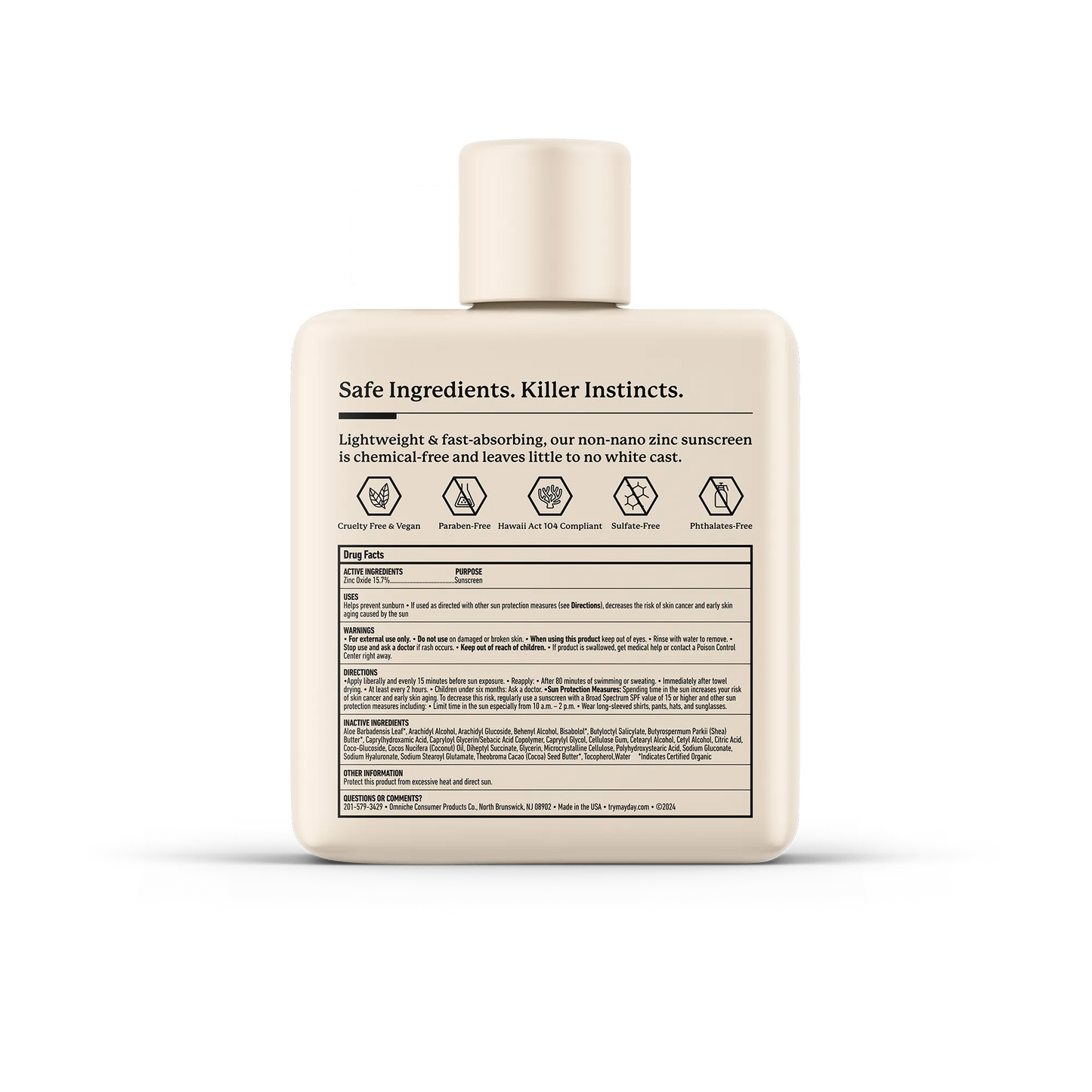 Mayday Everyday Sunscreen Back Label