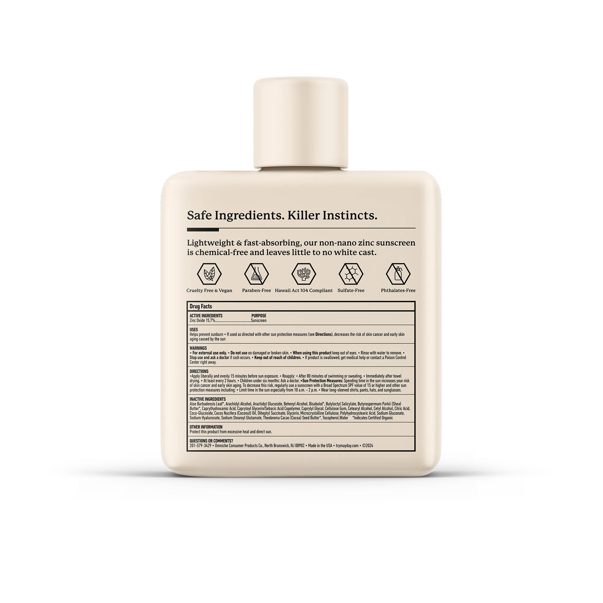 Mayday Everyday Sunscreen Back Label