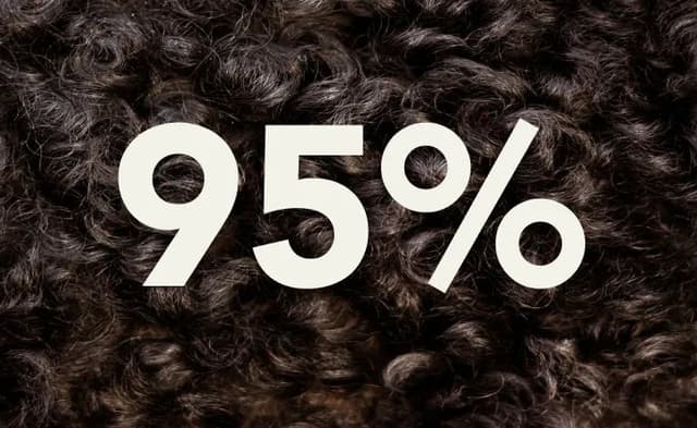 95% over dark curly hair