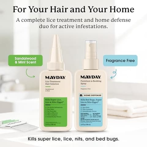 Lice treatment solution and furniture and bedding spray: kills super lice, lice, nits and bed bugs